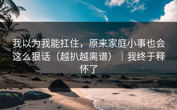 我以为我能扛住，原来家庭小事也会这么狠话（越扒越离谱）｜我终于释怀了
