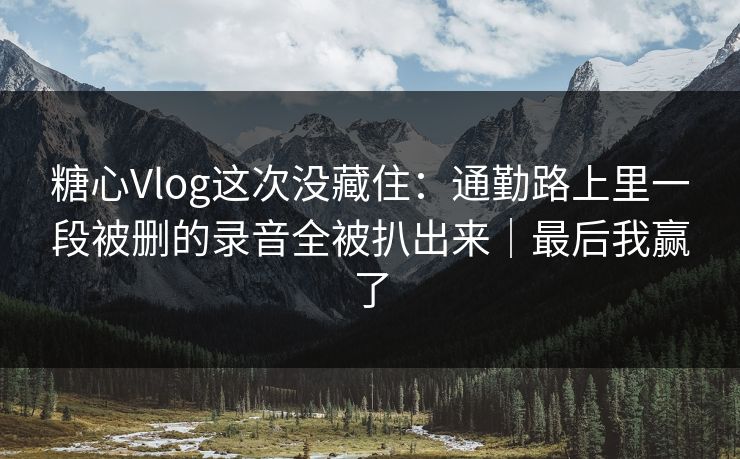 糖心Vlog这次没藏住：通勤路上里一段被删的录音全被扒出来｜最后我赢了