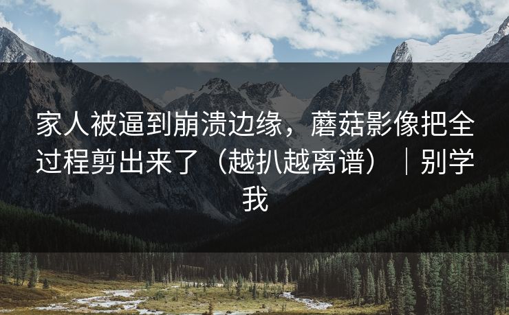 家人被逼到崩溃边缘，蘑菇影像把全过程剪出来了（越扒越离谱）｜别学我