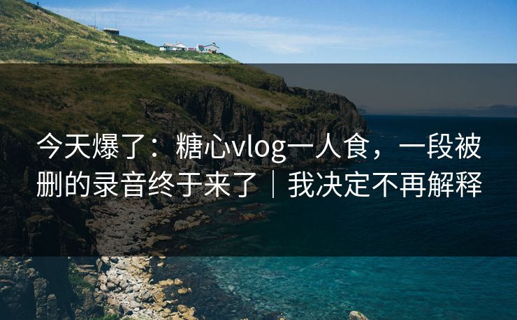 今天爆了：糖心vlog一人食，一段被删的录音终于来了｜我决定不再解释